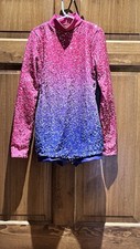 Sparkly Ombre Dance Costume Pink to Purple Long Sleeve Leotard