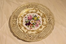 neuer Preis Sevres Teller 27 cm durchbrochener Rand Blumen- Obst- Früchtemalerei