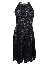 Tommy Hilfiger Women's Lace Halter Fit & Flare Dress (4, Black)