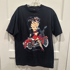 90s Murina Betty Boop Motorcycle Graphic T-Sh...