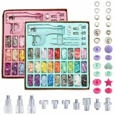 Snap Fastener Tool Set with 270 Buttons for Sewing, Bibs, and Towels