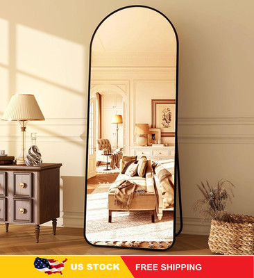 HARRITPURE 64''x21'' Arched Full Length Mirror Floor Mirrors with Aluminum,Black