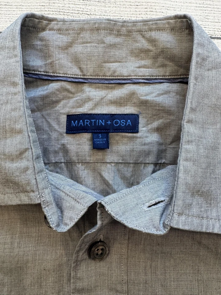 Martin Osa Shirt Mens Small Gray Button Up Long Sleeve Casual Classic Cotton - Image 2 of 4