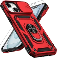 for Iphone 15 Case, Slide Lens Cover, HD Screen Protector, Military Grade Drop P