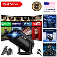 Upgraded Mini Projector with Auto Keystone, Smart TV OS & 270° Rotatable Design