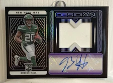 2022 Panini Obsidian Breece Hall Rookie Jersey Auto Purple /30 🔥 Jets RC