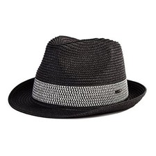 Packable Straw Fedora Panama Sun Summer Beach Hat Cuban Trilby Men Large Black
