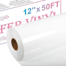 Heat Transfer Vinyl Roll, 12" x 50FT HTV Vinyl Roll with Teflon for Shirts, W...