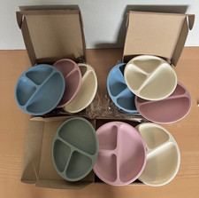 Lot of 9 WeeSprout Baby Toddler Feeding Divided Silicone Plates NoLidsNonSuction