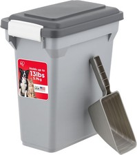 13Lbs Airtight Pet Food Storage Bin Gray Dark With 2 Cup Scoop For Dog Food Trea