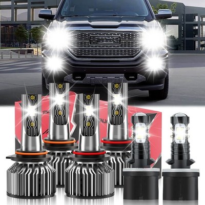 For GMC Sierra 2500 2000-2002 LED Headlight Bulb Hi/Low+Fog Light Combo 6500K