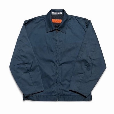 VTG Red Kap Workwear Blue Quilt Lined Full Zip Team Jacket Size M Removed Patchs