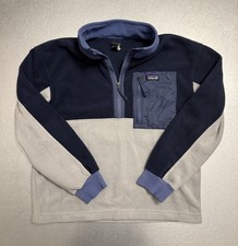Patagonia Kids Microdini 1/2 Zip Fleece Pullover Size XL Navy Gray