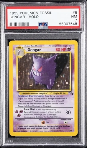 1999 POKEMON FOSSIL #5 GENGAR-HOLO PSA 7