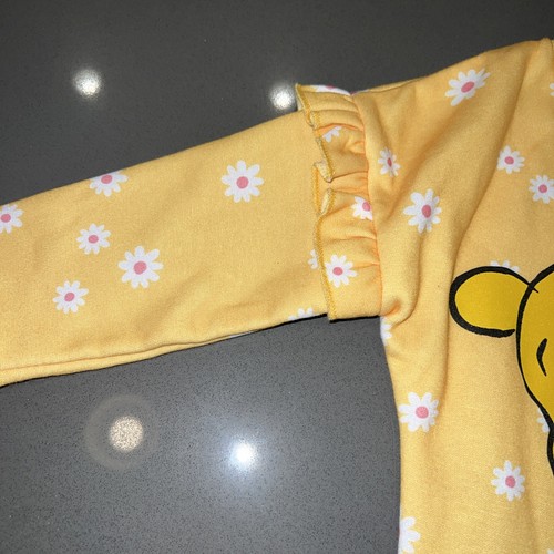 Winnie the Pooh little girls sweat shirt with ruffles and flowers 4T yellow/pink - Picture 3 of 9