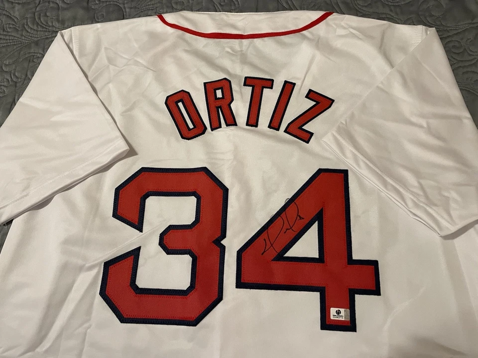 Camiseta deportiva blanca personalizada firmada por David Ortiz Big Papi MLB HOF Boston Red Sox certificado de autenticidad Foto 2 de 4
