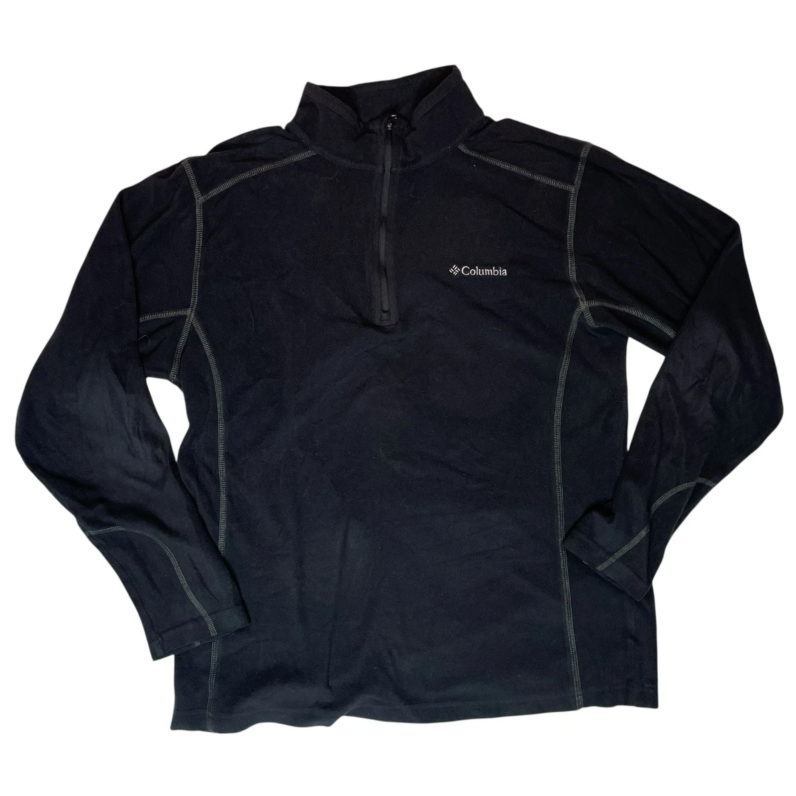 Columbia Fleece Pullover Mens Medium Black 1/4 Zip Jacket