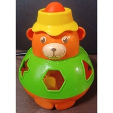 Vintage 1970s Playskool Bear Shape Sorter With Shapes Educational Motor Skills