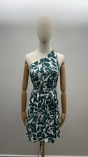 SHEIN One Shoulder Green Leaf Print Mini Dress Belted Summer Dress Size S