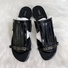 FENDI Black Patent Leather Roman Column Slide...
