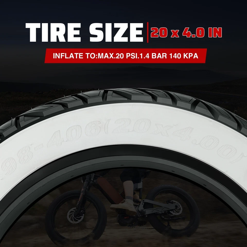 ZUKKA 2 Pack E-Bike Fat Tire,20 x 4.0-inch Electric Tricycle Fat Tire,White Wall - Image 2 of 4