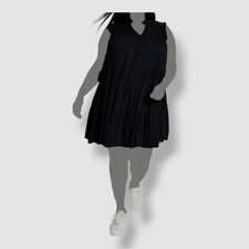 And Now This Women's Black Ruffled Self-Tie Split Neck Dress Plus Size 2X