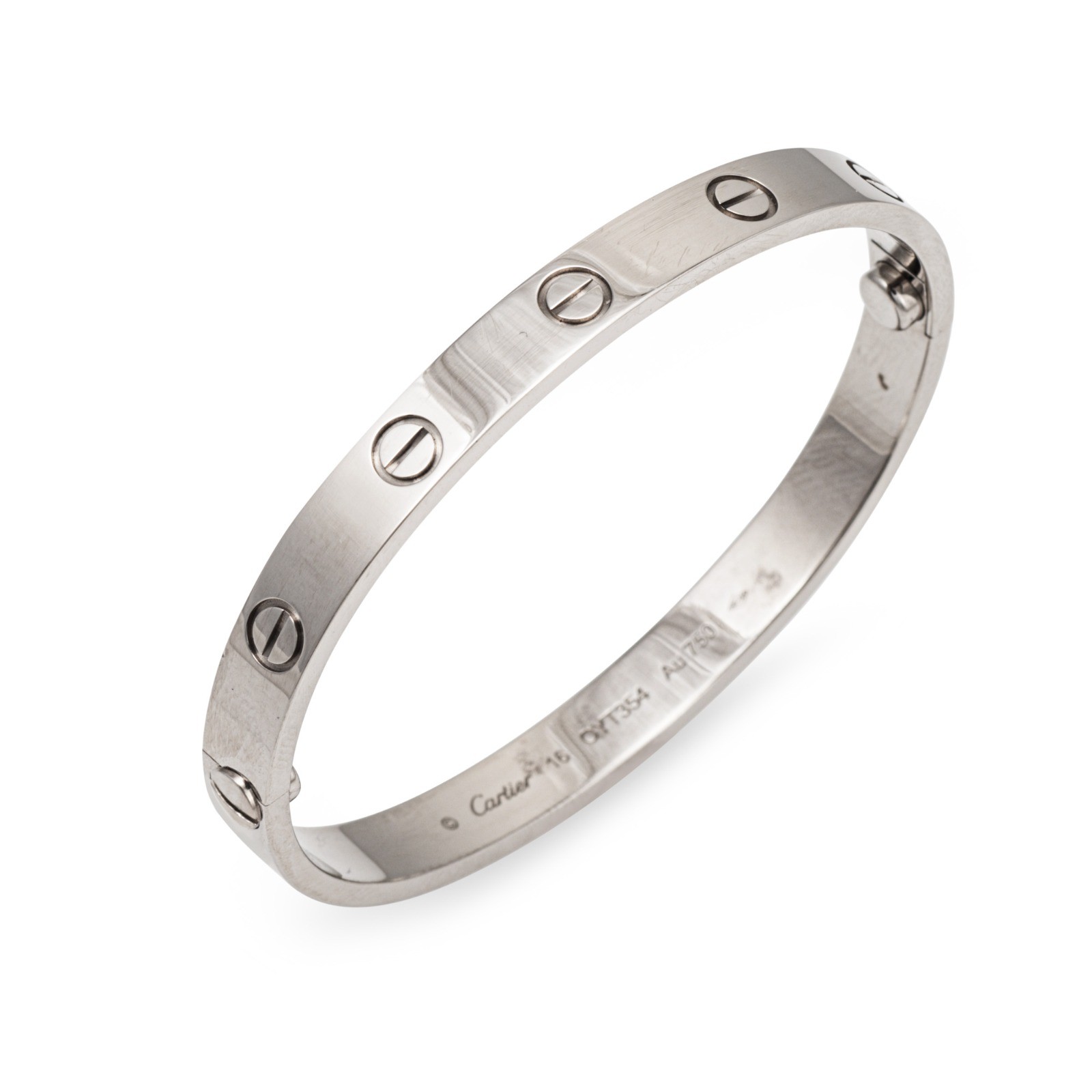 Cartier Love Bracelet 16 COA + Receipt Classic Model Estate 18 Karat White Gold