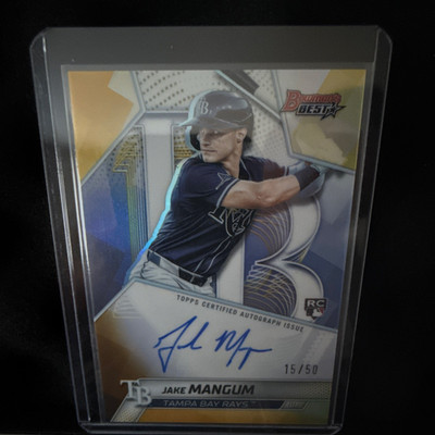B25-JMA Jake Mangum 2025 Bowman's Best Autographs Gold Refractors #/50 RC 