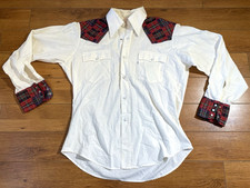 VINTAGE LEVIS PEARL SNAP WESTERN SHIRT LARGE PLAID YOKE CUFFS 1970's USA