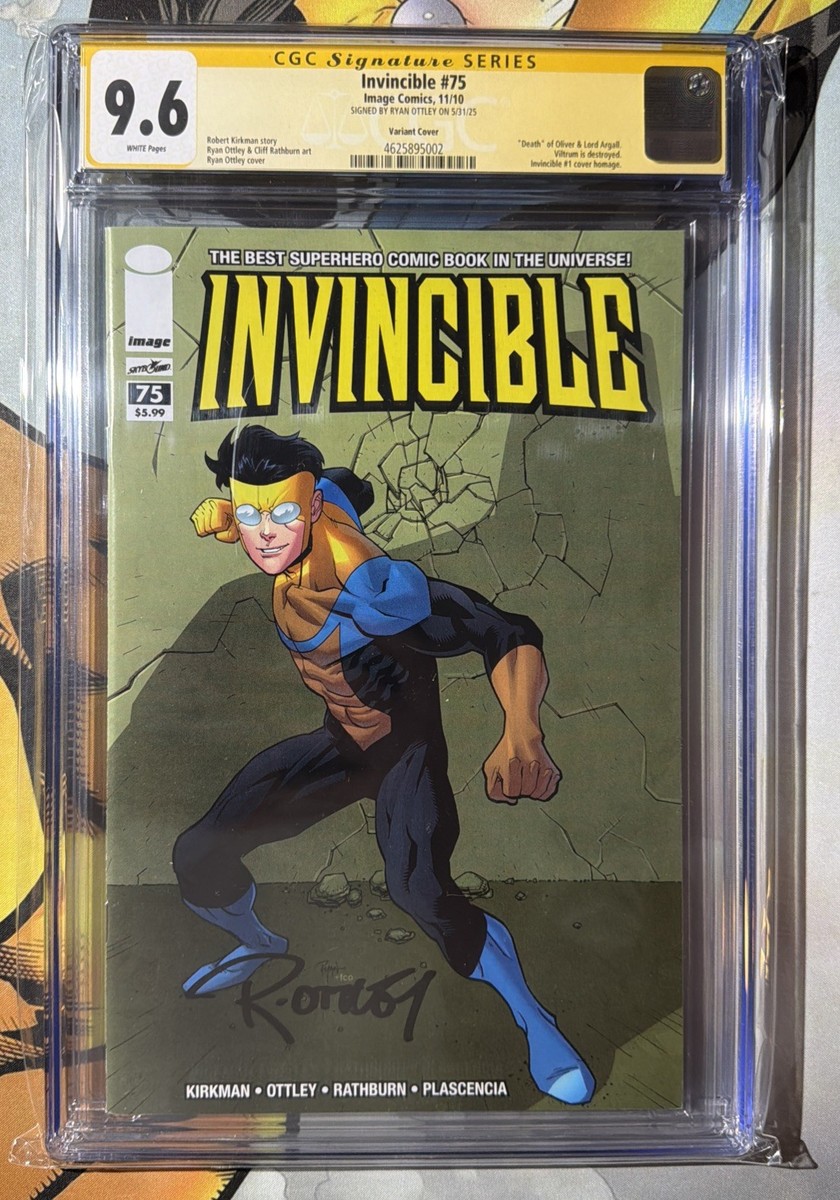 ルーシークリボン　額 INVINCIBLE #75 CGC 9.6 Retailer Incentive Variant, Signed by Ryan