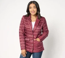 Susan Graver Quilted Blazer In Prints & Solids Dark Cherry L New