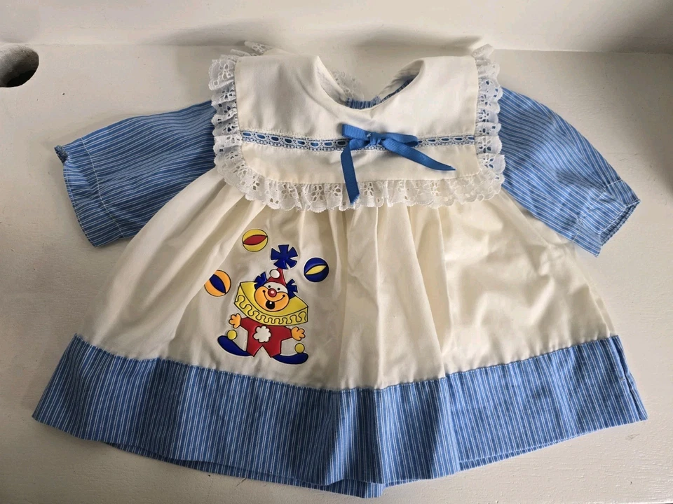  Vtg Clown Sailor Dress Vintage 12M Infant Unbranded - Image 2 of 4