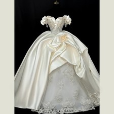 Wedding Ruffled Beaded Waist Corset A-Line Pleated Floor Length Bridal Gowns