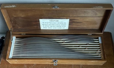 Vintage Charles Bruning 1''-100'' Curve Set Engineering Drafting Tools-54 Curves