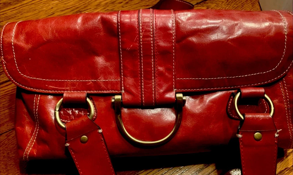 Bolso de hombro de cuero rojo vintage Y2K Apt 9 bolso de mano con asa Dbl Foto 2 de 4