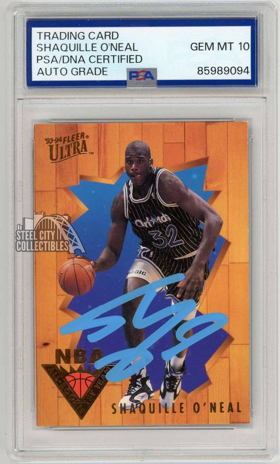 Shaquille O'Neal 1993-94 Fleer Ultra Autograph Card #5 PSA/DNA 10 (Blue)