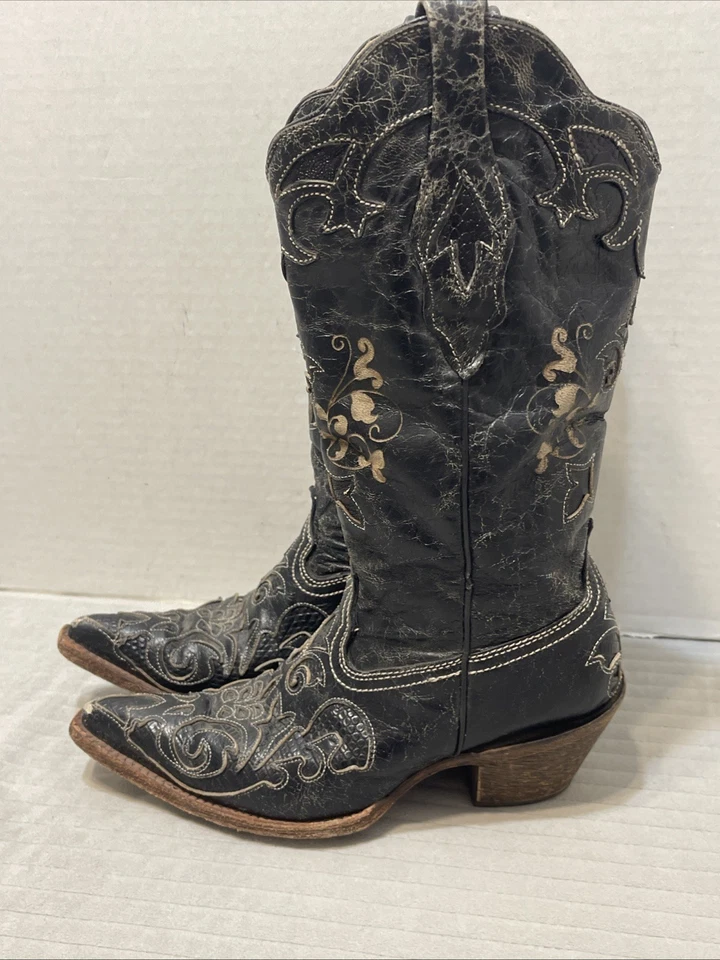 Botas de Vaquero Corral Vintage C2108 Para Mujer 6M Negro Lagarto Envejecido Western Foto 3 de 4
