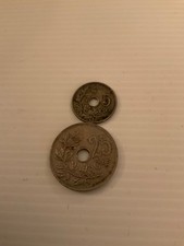 Belgium 2 coins,25 centimes(1921)& 5 centimes(1914) Fair condition