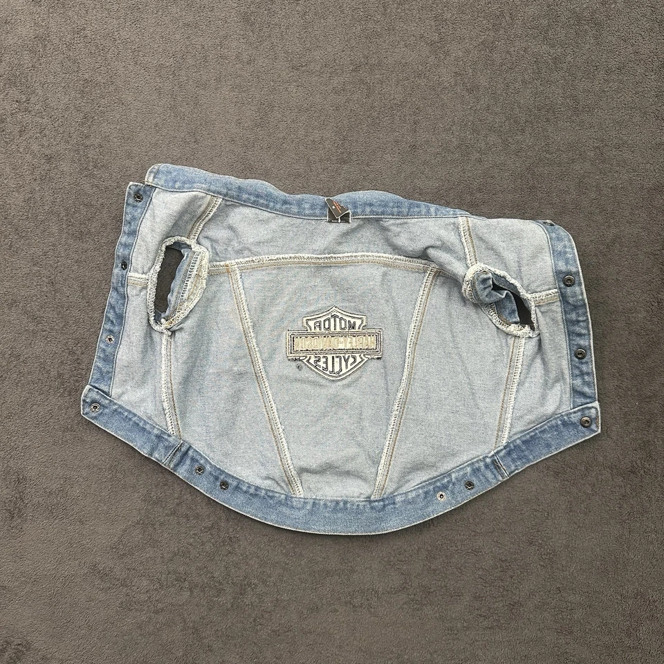 Harley Davidson Motocicletas Perro Denim Chaleco Jean Chaqueta Talla Mediana De Colección 2001 Foto 4 de 4