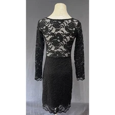 Ambiance black lace bodycon dress sz M timeless chic feminine party sheath