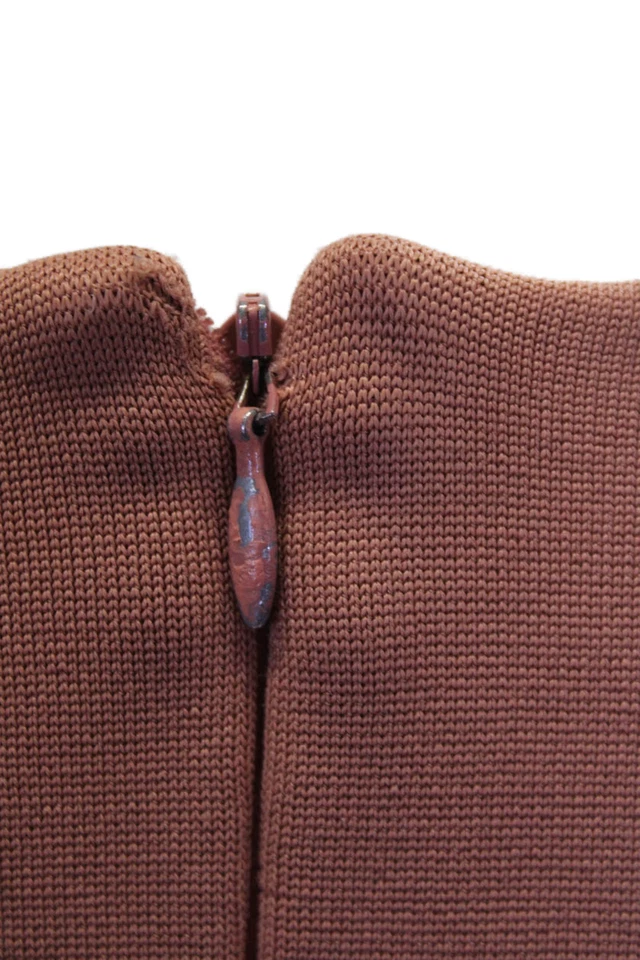 Carven Womens Round Neck Long Sleeve Fit & Flare Midi Dress Orange Size EUR 34 - Image 4 of 4