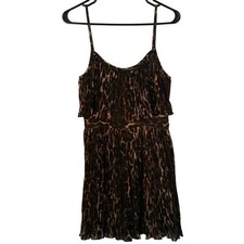 Guess Women's Size 3 Leopard Print Layered Pleated Sleeveless Dress
