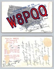 Ham Radio QSL QSO Postcard W8PQQ, Charleston, WV, USA