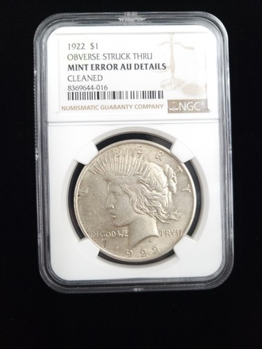 Mint Error 1922 Peace Silver Dollar OBV Struck Thru NGC Graded - Picture 3 of 11