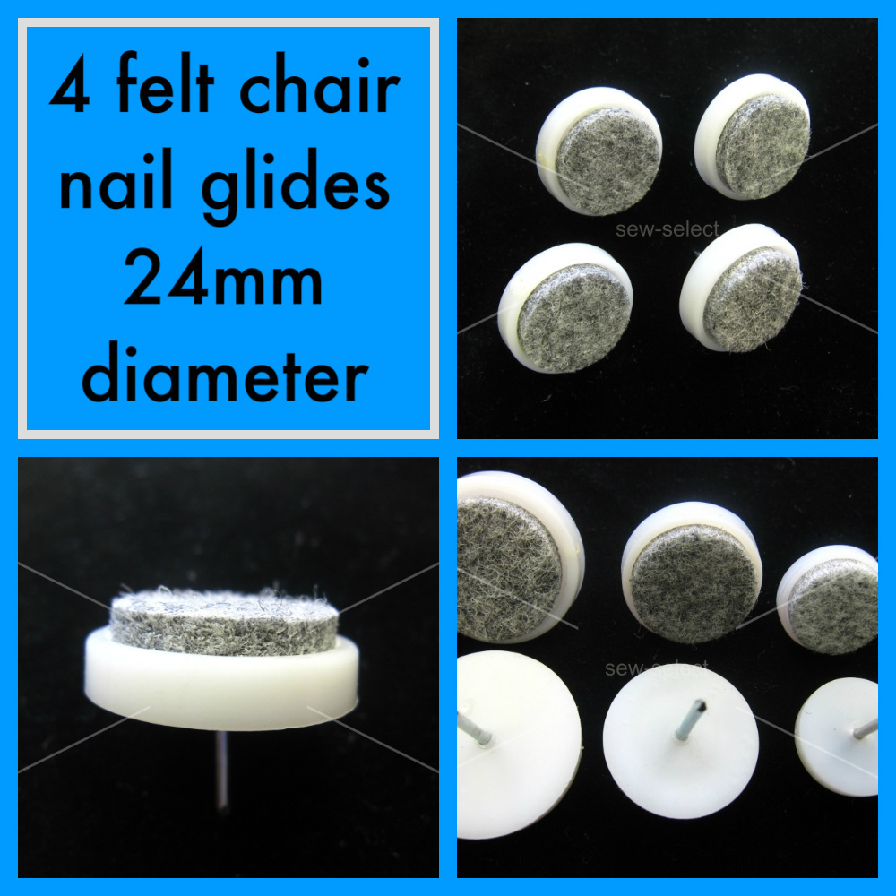 4 Felt chair nails glides feet leg Anti scratch wood floor potection 24mm Medium
