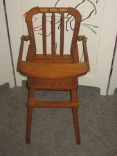VINTAGE JENNY LIND STYLE WOODEN BABY DOLL HIGH CHAIR PULLOVER TRAY 27 1/2"