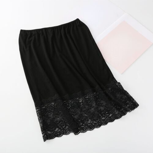 Women Floral Lace Trim Half Slip Skirt Safety Underskirt Petticoat Casual - Picture 1 of 15