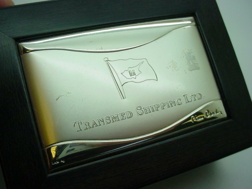 "Transmed Shipping Ltd" Silver Fronted Box Corporate Gift by Pierre Cardin - Foto 1 di 4