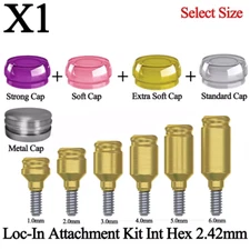 1x Dental Loc In Attachment Kit Int hex 2.42mm Fixture Cap Housing Overdenture