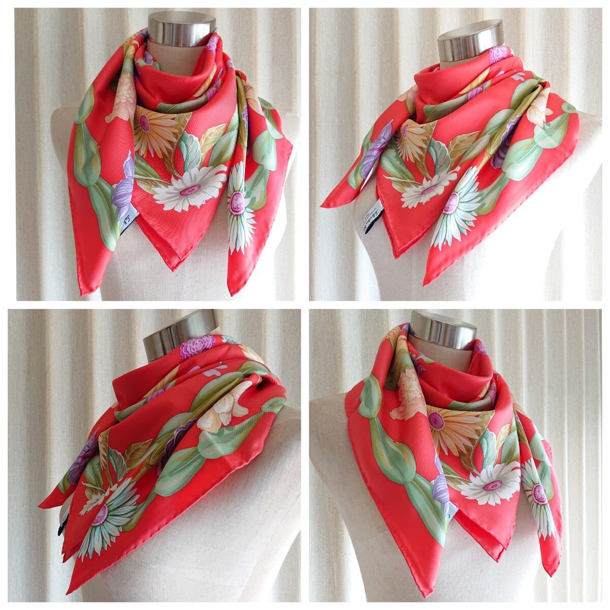 Vintage] Salvatore Ferragamo Scarf Silk 100％ 87cm square